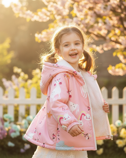 pink unicorn coat - in-use