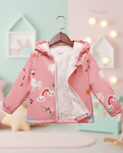 pink unicorn coat - lifestyle