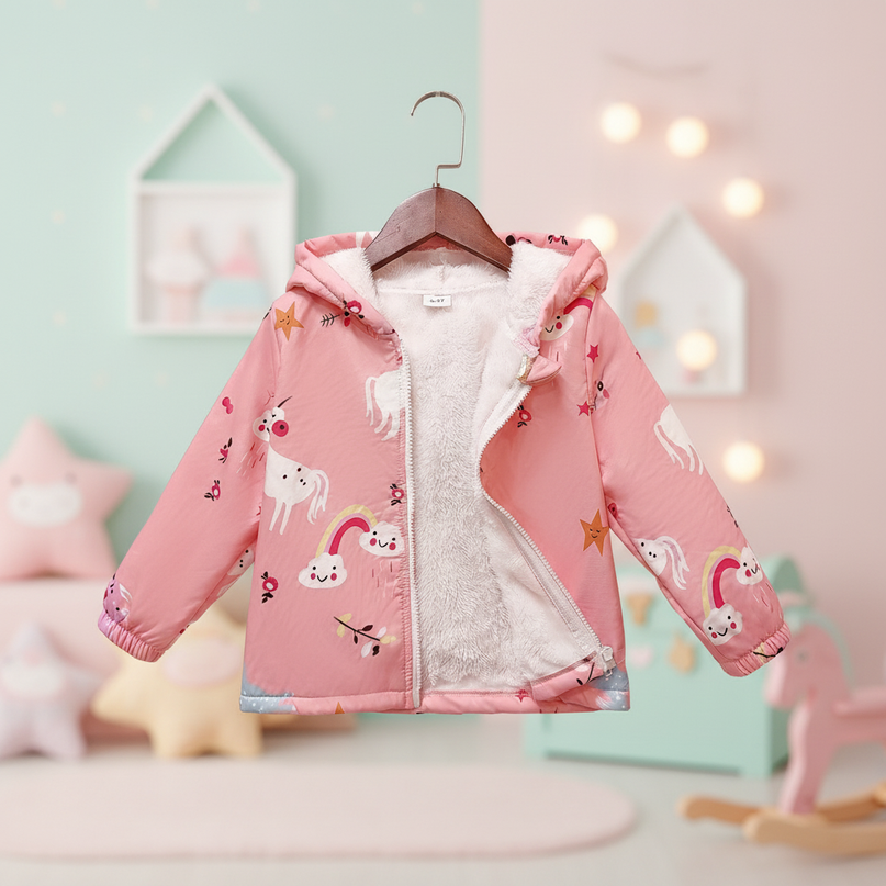 pink unicorn coat - lifestyle