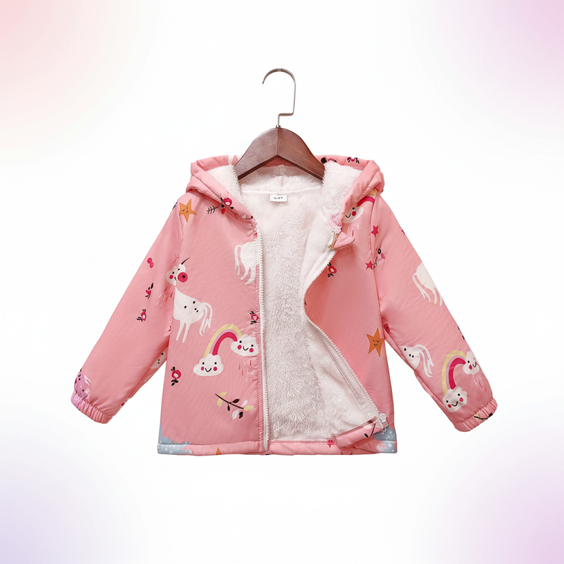 pink unicorn coat - white-bg