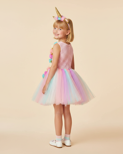 pink unicorn costume dress set - back
