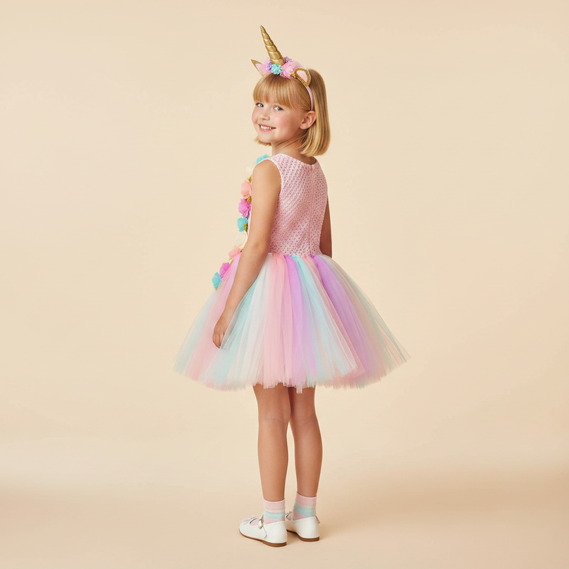 pink unicorn costume dress set - back