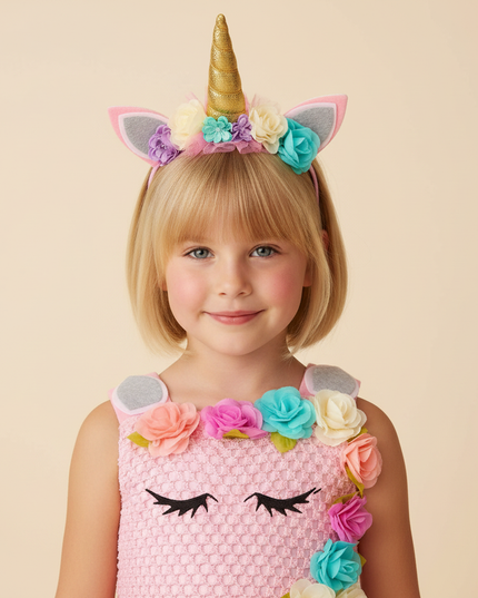 pink unicorn costume dress set - detail