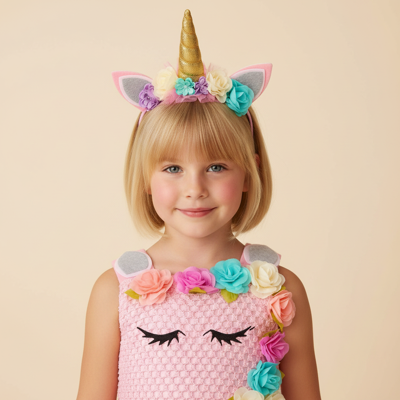 pink unicorn costume dress set - detail