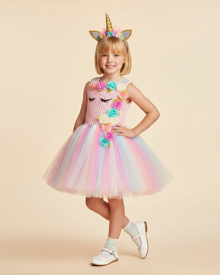 pink unicorn costume dress set - front