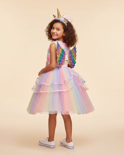 pink unicorn costume dress with wings - back