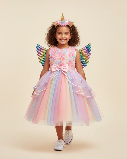 pink unicorn costume dress with wings - detail