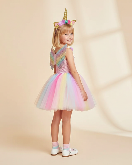 pink unicorn costume tutu dress set - back