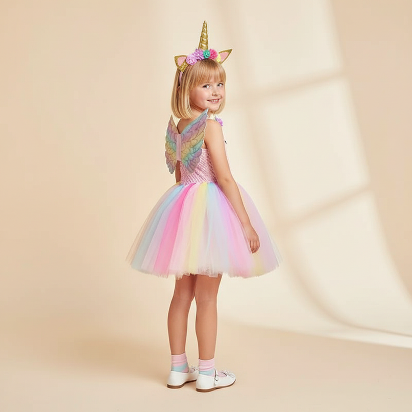 pink unicorn costume tutu dress set - back