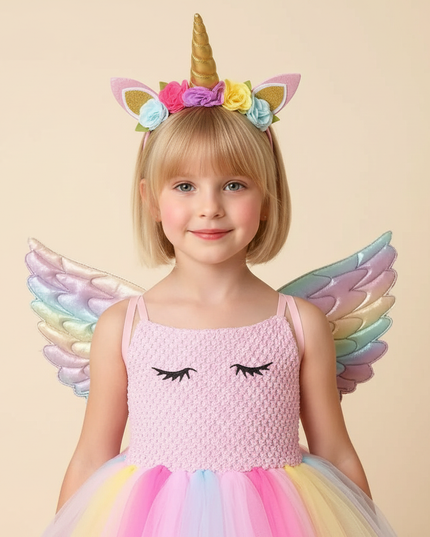 pink unicorn costume tutu dress set - detail