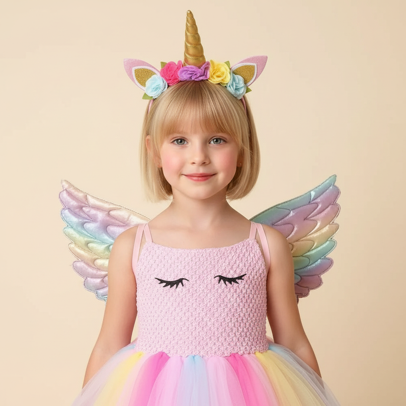 pink unicorn costume tutu dress set - detail