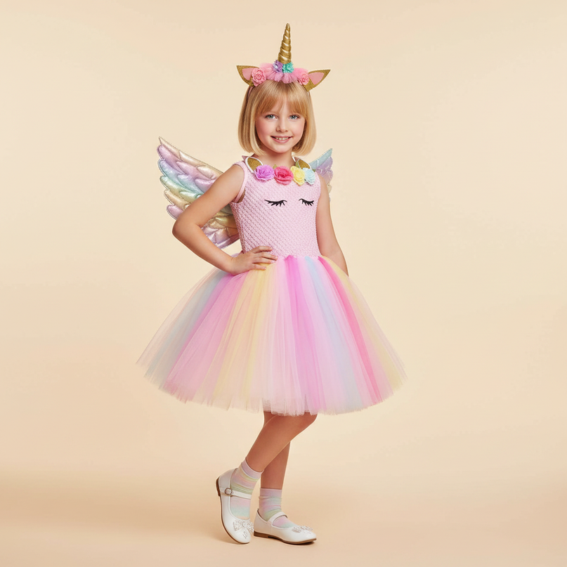 pink unicorn costume tutu dress set - front
