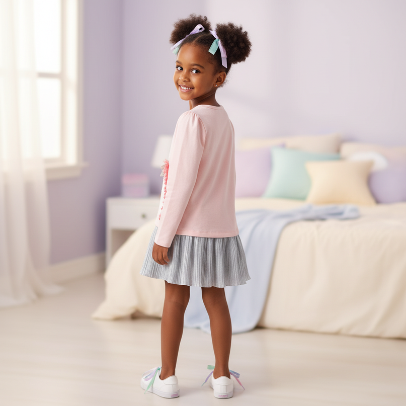 pink unicorn cotton dress v2 - back