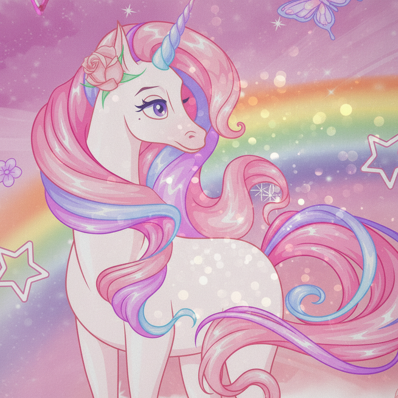 pink unicorn curtains - detail