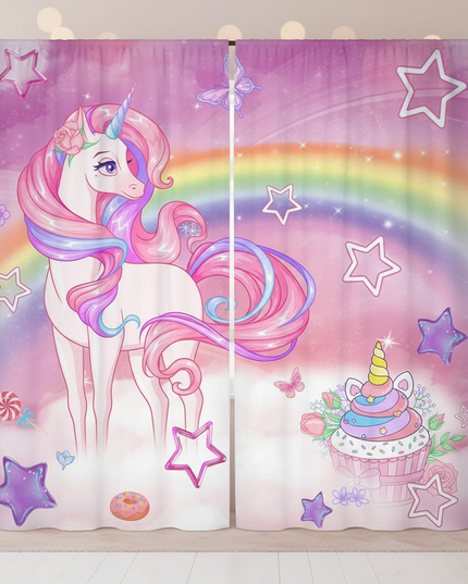 pink unicorn curtains - lifestyle