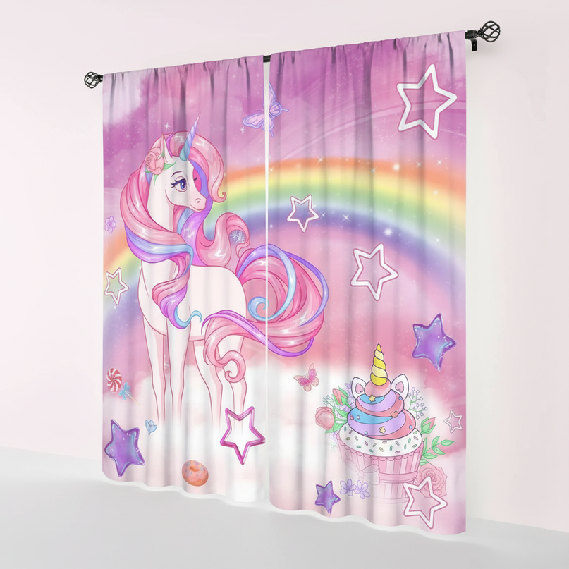 pink unicorn curtains - white-bg