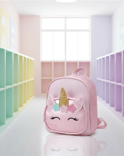pink unicorn custom name school backpack - lifestyle
