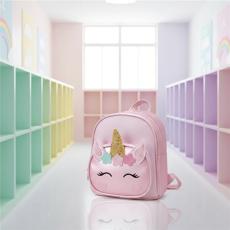 pink unicorn custom name school backpack - lifestyle