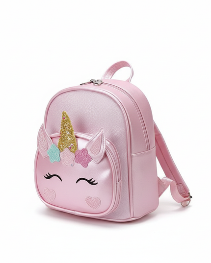 pink unicorn custom name school backpack - white-bg