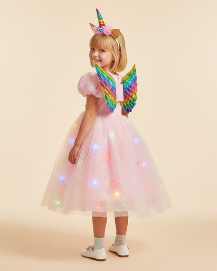 pink unicorn dress full set - back
