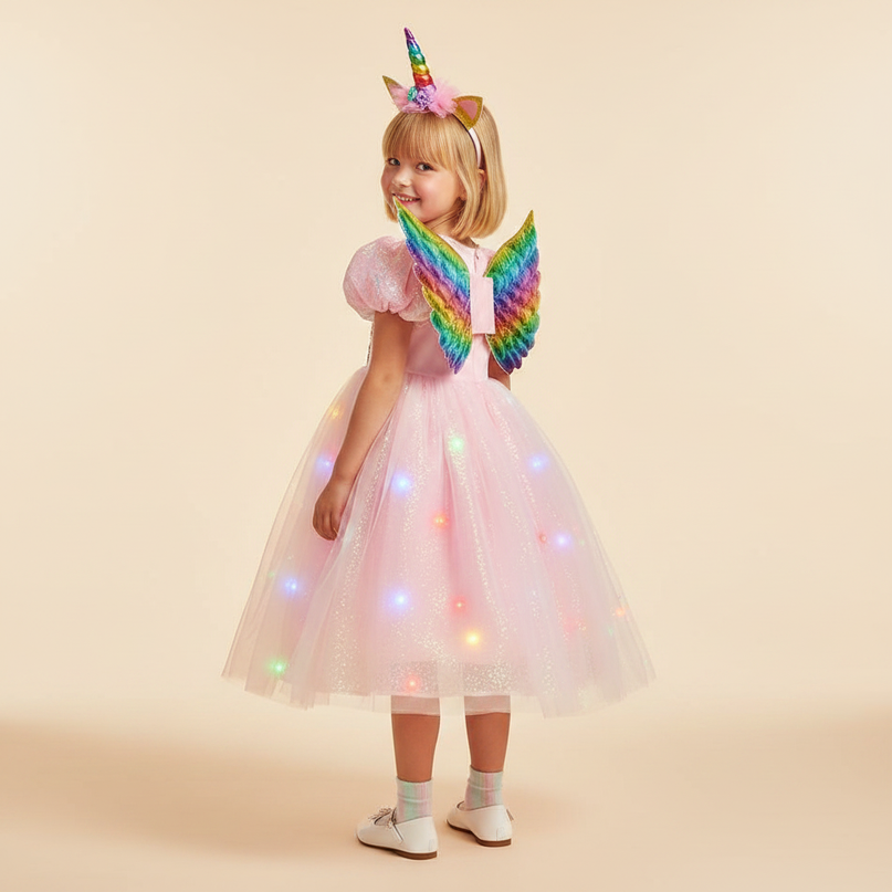 pink unicorn dress full set - back