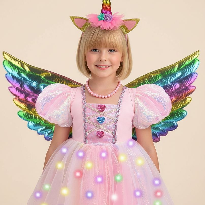 pink unicorn dress full set - detail