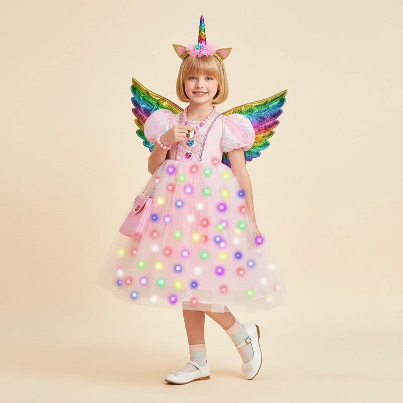 pink unicorn dress full set - front