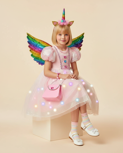 pink unicorn dress full set - sitting