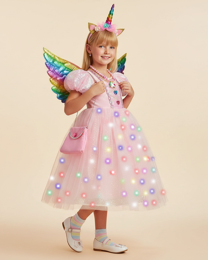 pink unicorn dress full set - three-quarter
