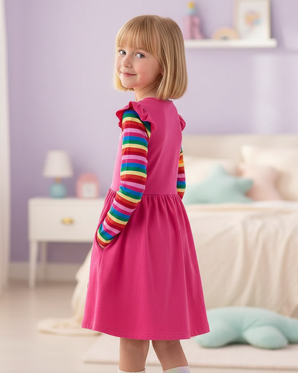 pink unicorn dress girls - back