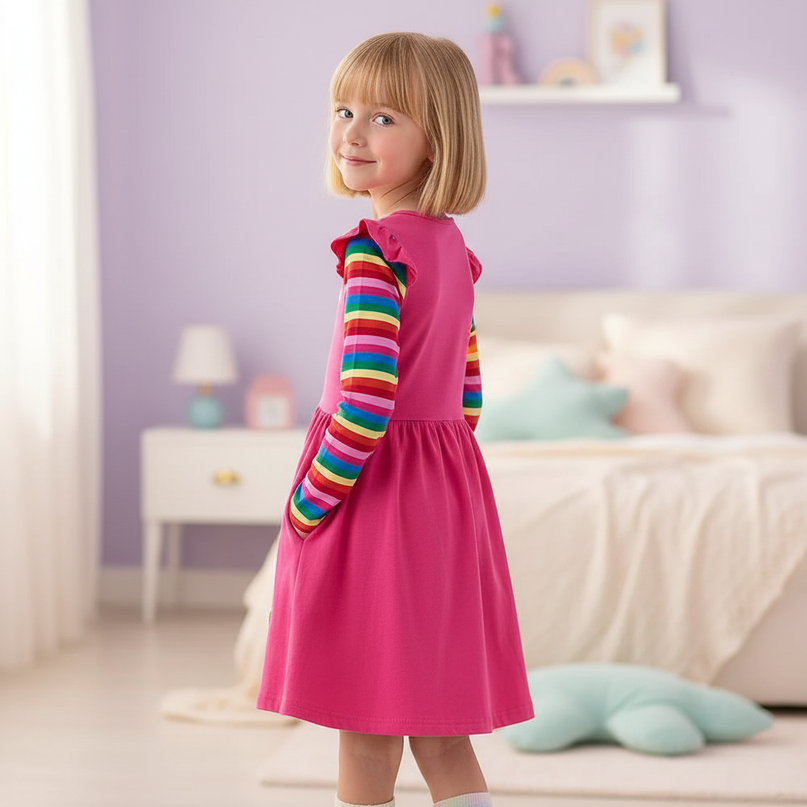 pink unicorn dress girls - back