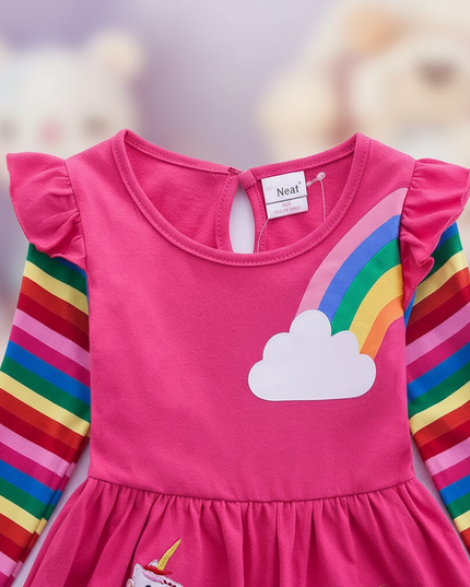 pink unicorn dress girls - detail