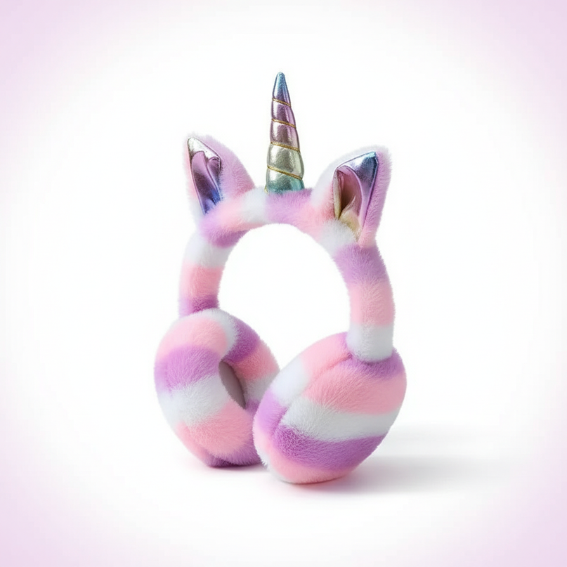 pink unicorn earmuffs - white-bg