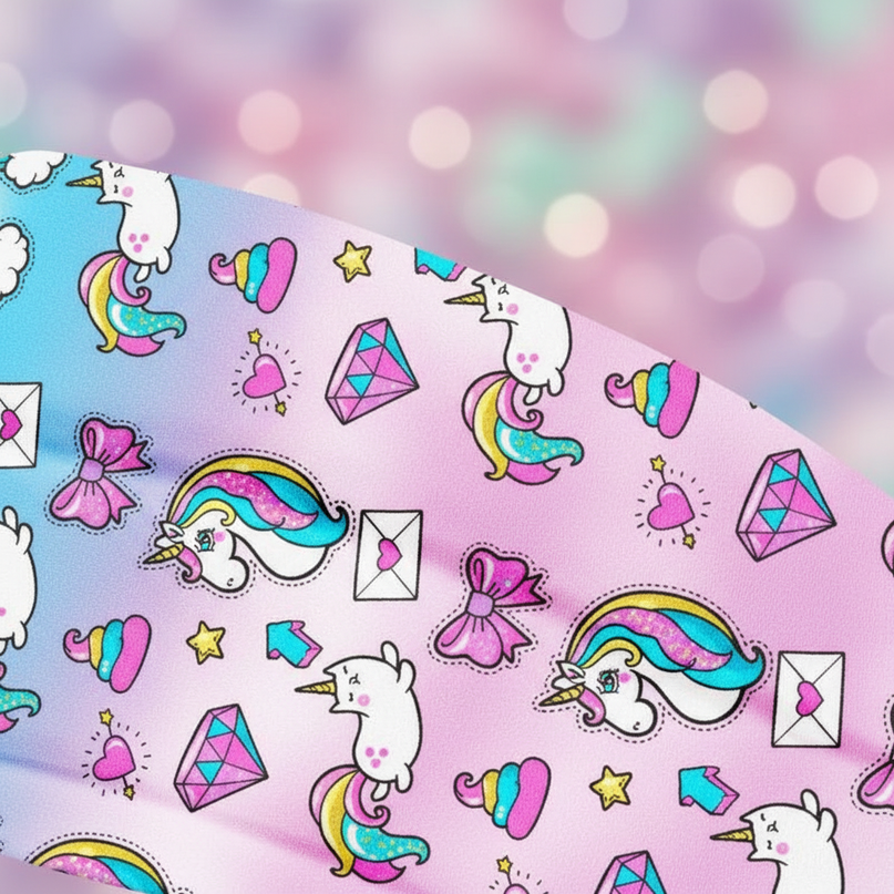 pink unicorn elastic headband - detail