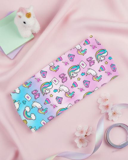 pink unicorn elastic headband - flat-lay