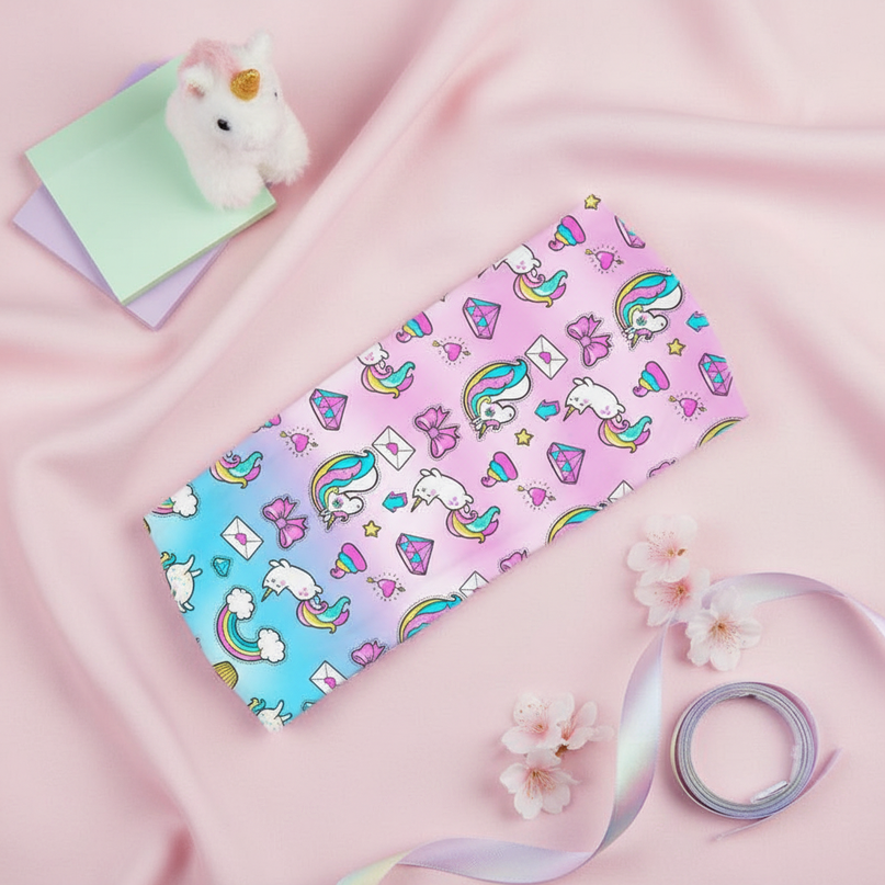 pink unicorn elastic headband - flat-lay