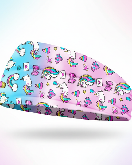 pink unicorn elastic headband - white-bg