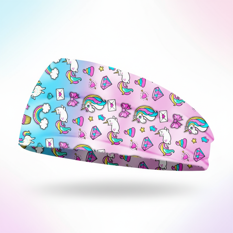 pink unicorn elastic headband - white-bg