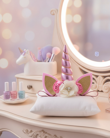 pink unicorn floral headband - lifestyle
