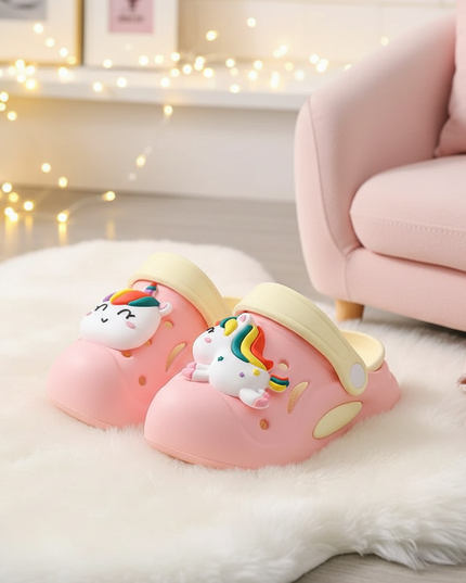 pink unicorn garden slippers - lifestyle