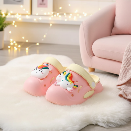 pink unicorn garden slippers - lifestyle