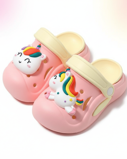 pink unicorn garden slippers - white-bg