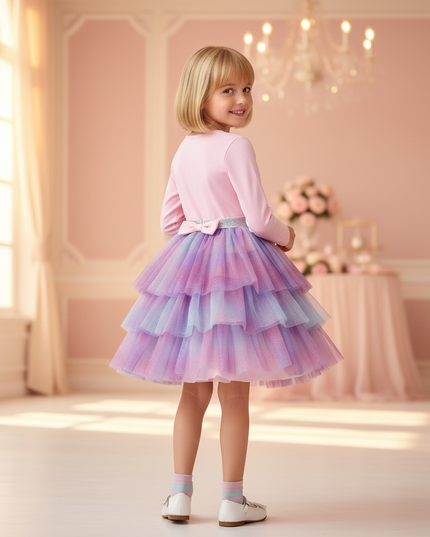 pink unicorn glitter tutu dress - back