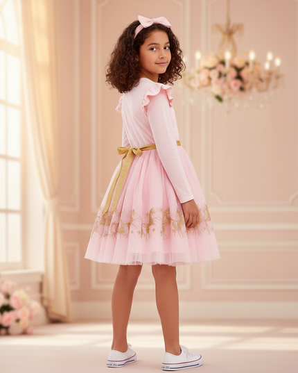 pink unicorn gold glitter tutu dress - back