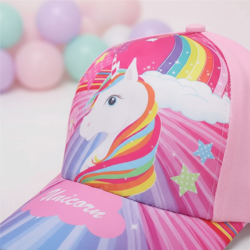pink unicorn hat - detail