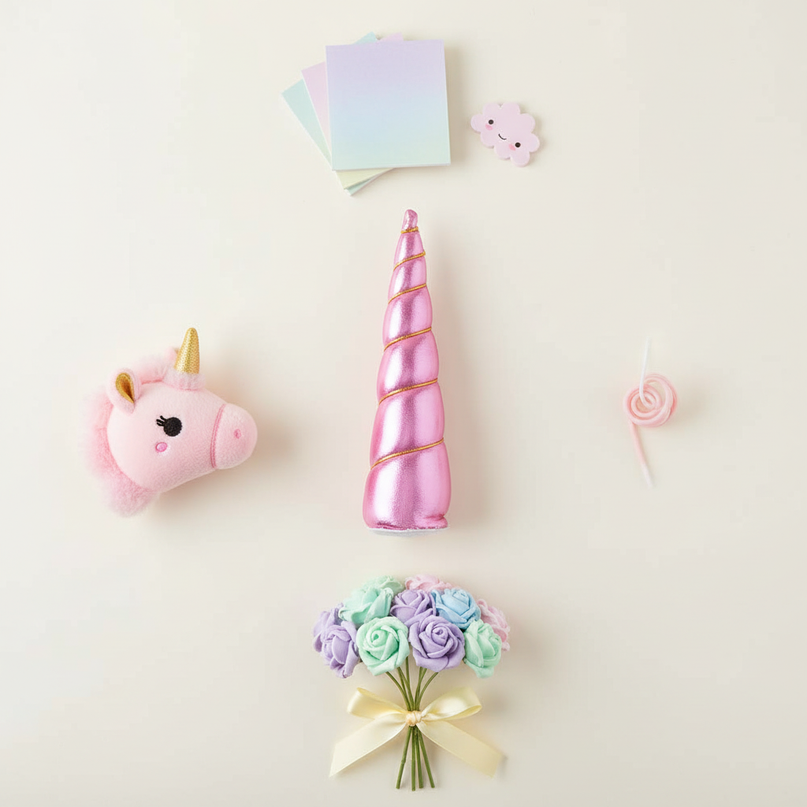 pink unicorn headband - flat-lay