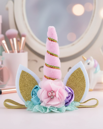 pink unicorn headband flowers - lifestyle