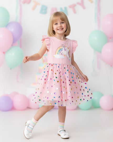 pink unicorn heart dress - front