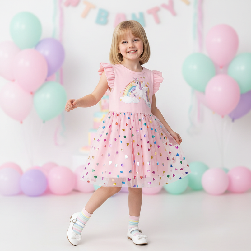 pink unicorn heart dress - front