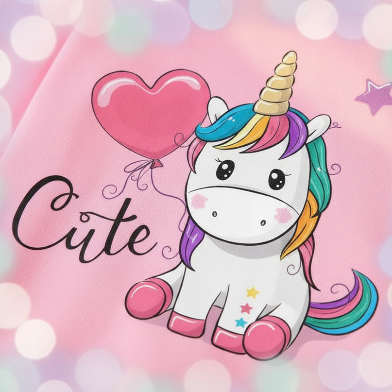 pink unicorn heart hoodie girls - detail